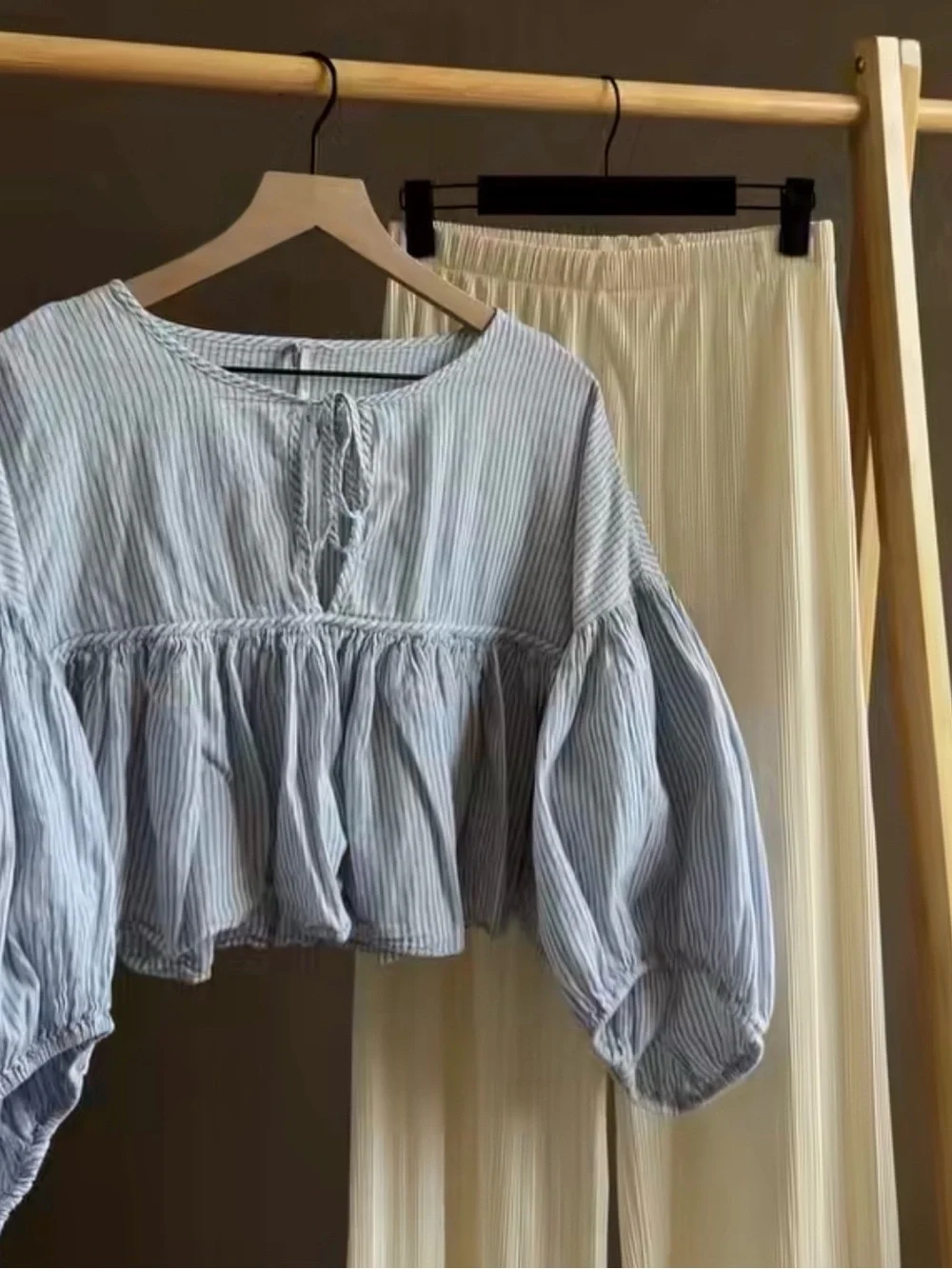 Free People Striped Puff Sleeve Blouse XS